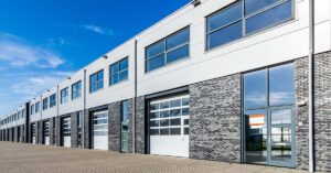 The exterior view of a self-storage facility